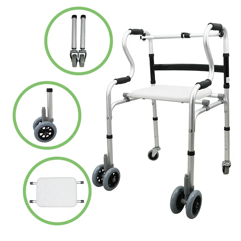 Hot Sale Folding Mobility Frame Stable Walker Walking Aids with Bath Seat for Disabled Adults