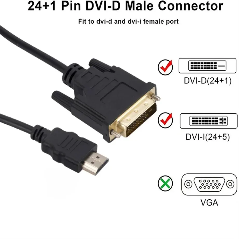 HDMI สองทิศทาง-เข้ากันได้กับ DVI สายอะแดปเตอร์4K ตัวผู้24 + 1 DVI-D ไปยังตัวผู้ HDMI สายความเร็วสูงสำหรับ PS4/3กล่องทีวี DVD Xbox