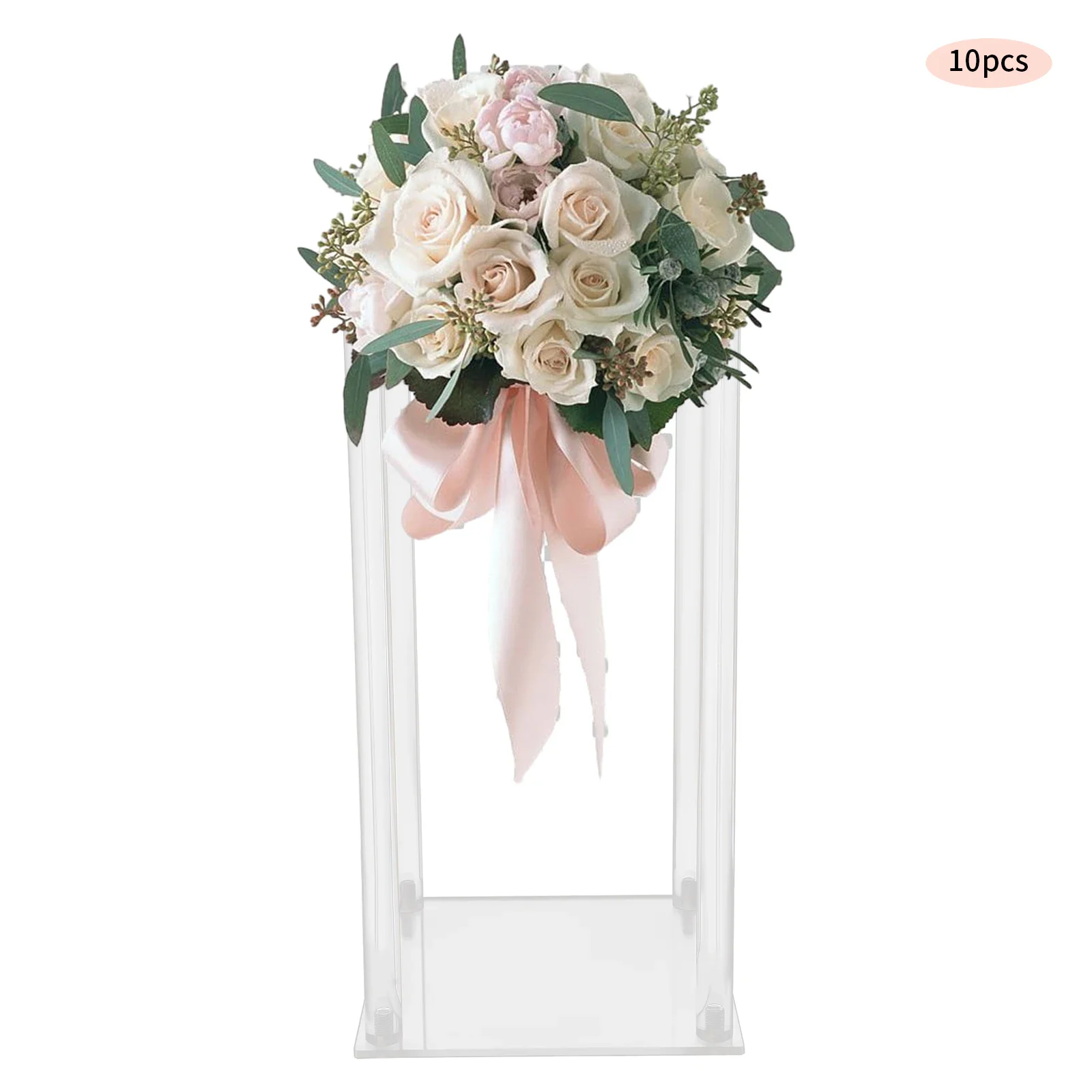 

10PCS Clear Acrylic Wedding Flower Stands Rectangular holder For Weddings, Birthday Parties, Baby Showers,etc