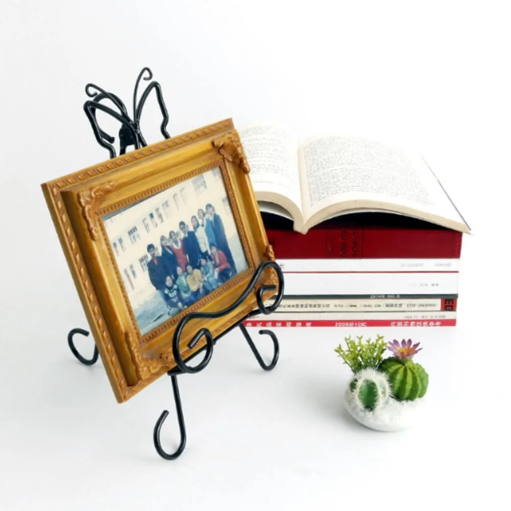 Black Photo Frame Stand Metal Solid Medal Display Holder Vertical Flat Support Desktop Photo Holder Award Showcase