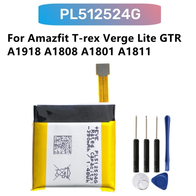 PL512524G PL502524V Battery For Huami AMAZFIT T-rex Verge Lite Gtr A1918 A1808 A1801 A1811 Smart Watch Batterie + Free Tools