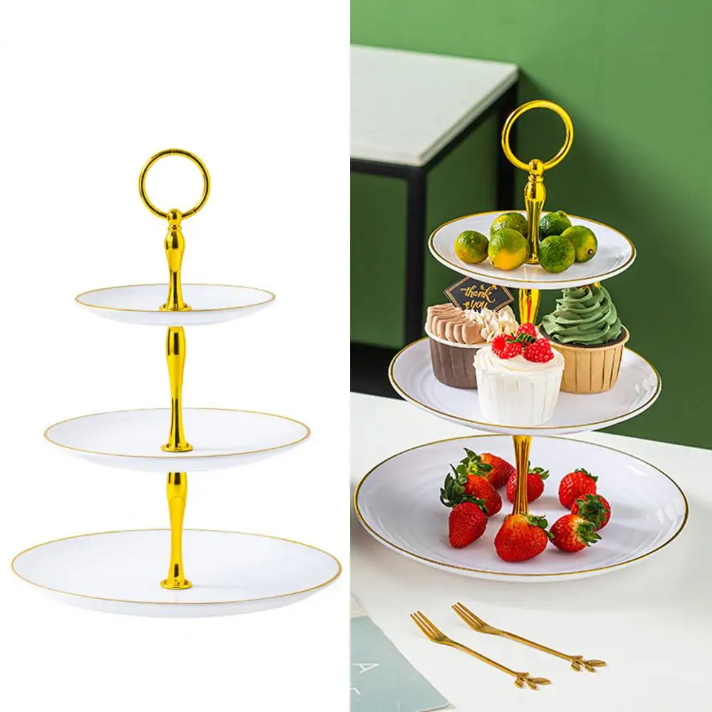 Tiered Dessert Tray Cake Stand for Parties Elegant 3 Tier Cupcake Stand Holder for Baby Shower Wedding Birthday Party Golden