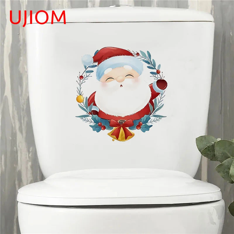 UJIOM 13cm X 12.7cm Father Christmas Cartoon Wall Stickers Scratch Proof Vinyl Kitchen Cupboard Laptop Decal Bathroom Mural