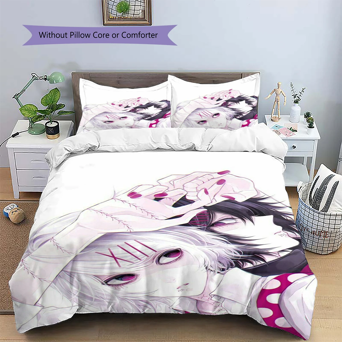 Tokyo Ghoul Anime Daily Use Bedset Patterned Duvet Cover Set Nice Fan Gift Bedroom Ornament -xia132