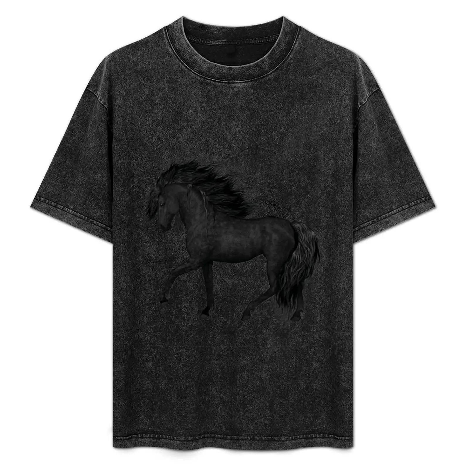 

Black Horse in kind T-Shirt Big and Tall Basic Tee Shirt