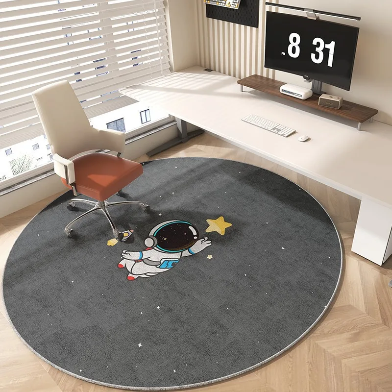VIKAMA Beige Concentric Rug, Dirt Resistant & Durable, for Office Desk Chair Mat Bedroom Living Room Study Rug, Home Decor