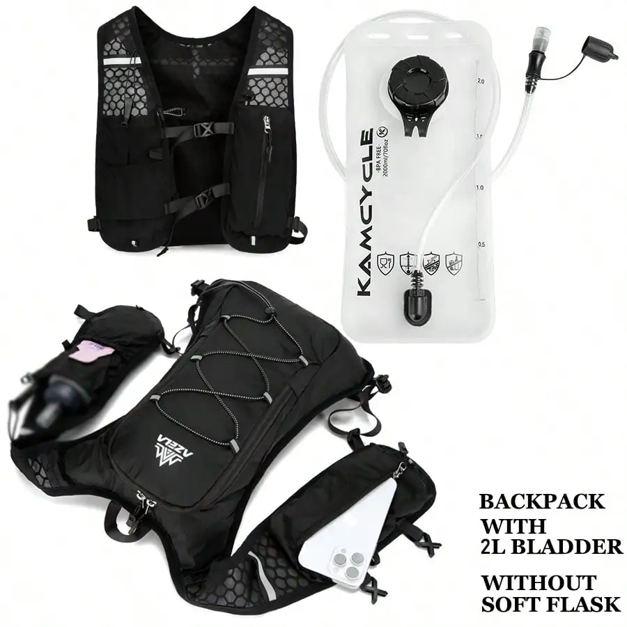 1pc Running Vest Backpack With 2L Water Bladder, Adjustable Running Hydration Vest, Unisex, Suitable For Trail Running, Marathon, Jogging, Cycling And Other Sports