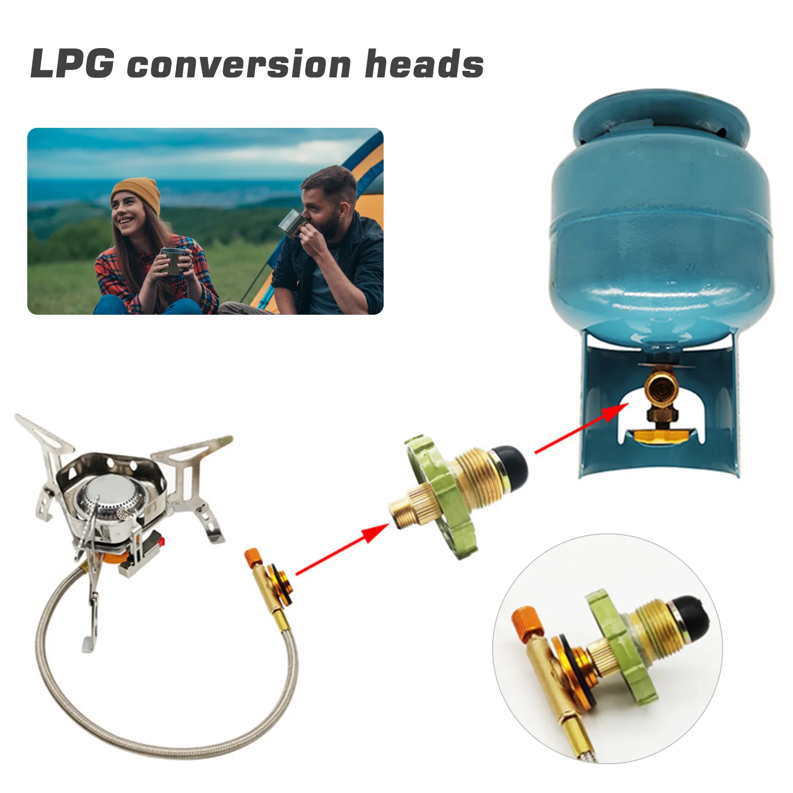 Outdoor Stove To LPG Tank Connector Durable Liquefied Gas Cylinder Connector Practical Zinc Alloy Outdoor Supplies