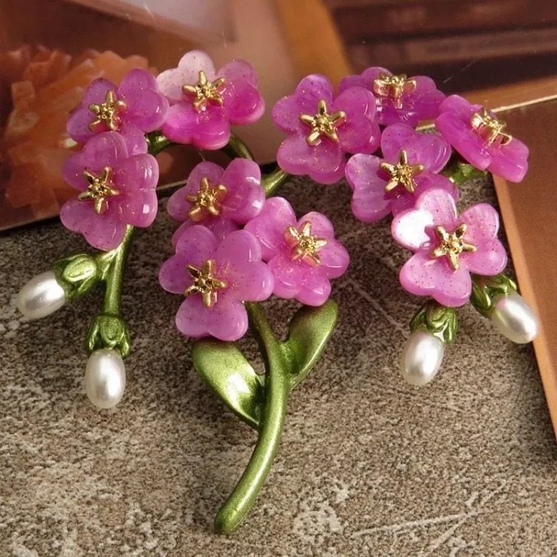 SHMIK Classic Vintage Flower Pearl Brooch Badges For Women Men Retro Middle Design Acrylic Plant Series Suit Coat Pins Corsages