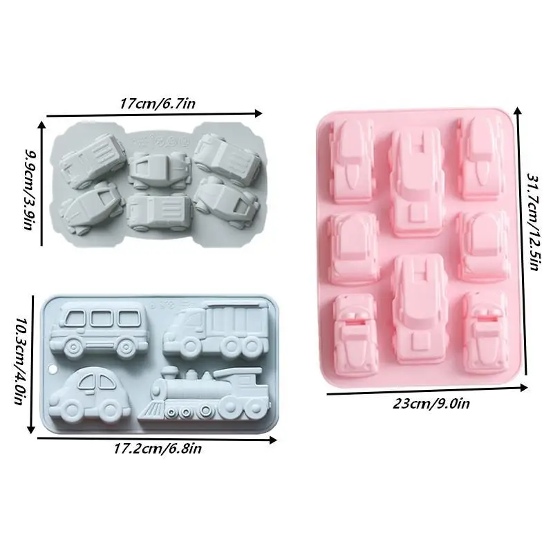 4/6/8 Cavities Car Train Silicone Mold Vehicles Crayon Making Supplies Pudding Jelly Cake Chocolate Mould Kitchen Pastry Tools
