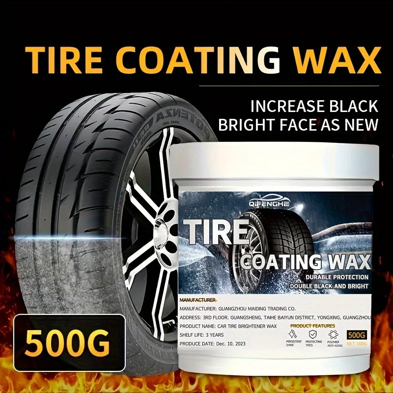 16.91oz Car Tire Refurbishment Black And Bright Coating Paste, Tire Wax Darkening Gloss Durable Bright Decontamination Cleaner, 