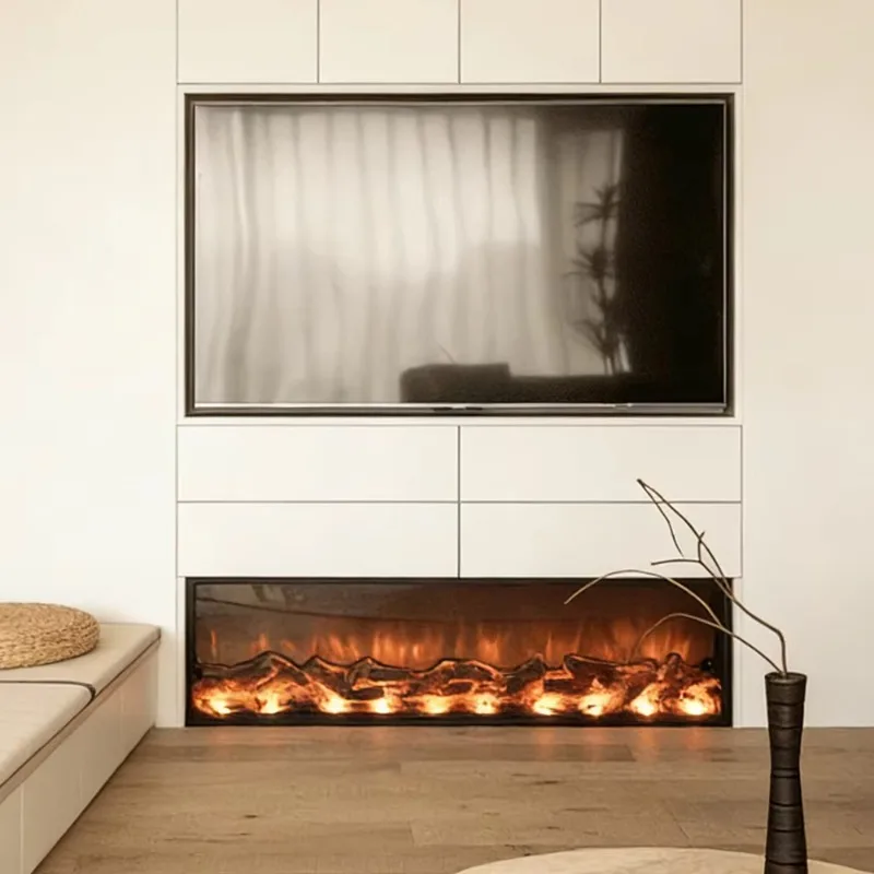 Customized Led Decor Flame Electric Fireplace Heater Insert Wall Mounted Smart Luxury 70 Inch Household Hotel Use Energy-Saving