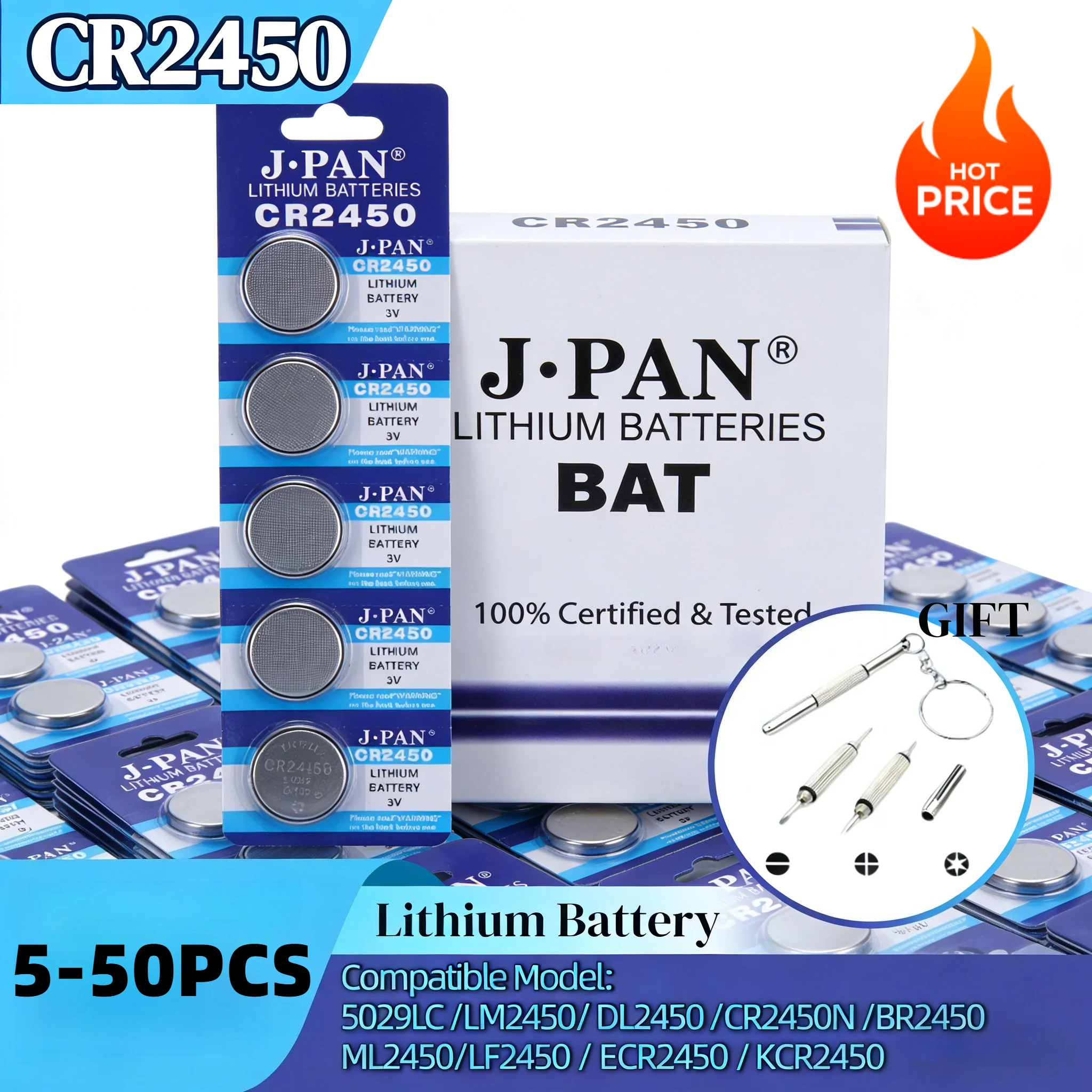 2-50PCS CR2450 3V Lithium Battery 550mAh CR2450 BR2450 DL2450 Cell for Toys Watch Scale Wholesale Price Long Lifetime