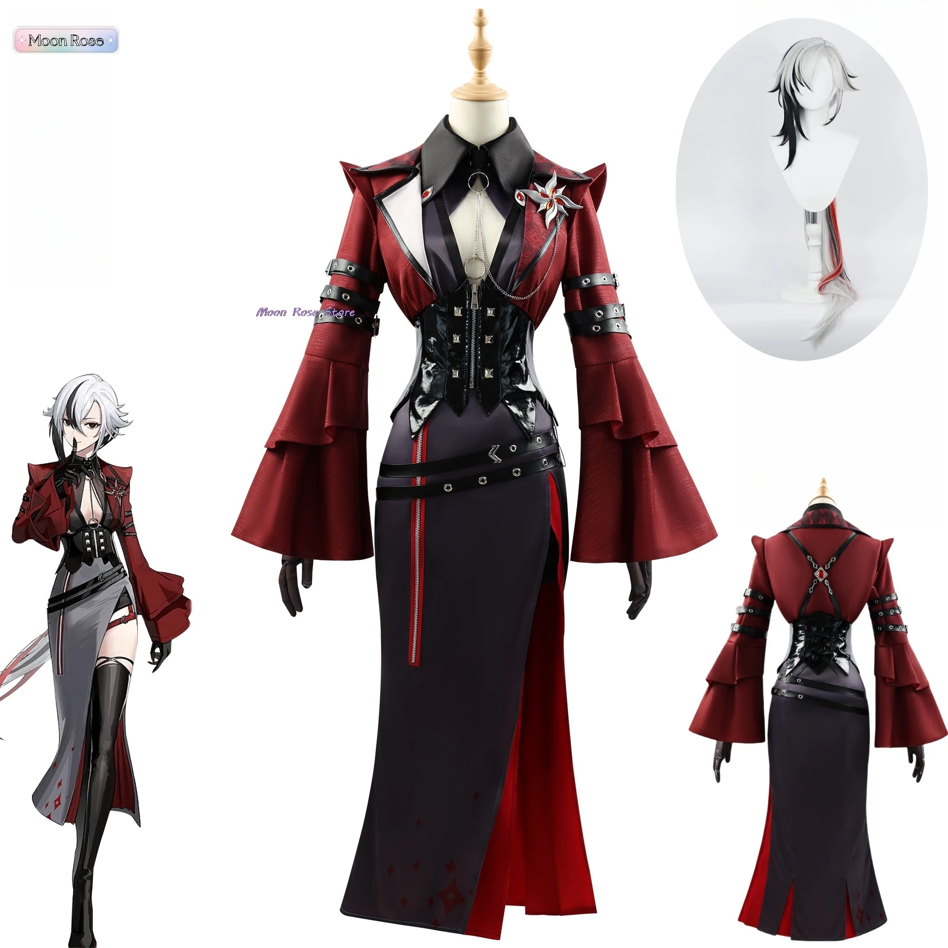 Anime Game Genshin Impact New Costume Genshin Impact Arlecchino Cosplay Halloween Clothing Dress Lolita Cos Wig