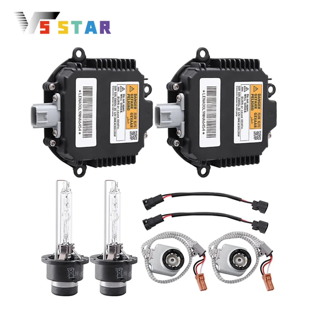 28474-89907 26297-89902 28474-89904 26297-9B91A 2pcs Xenon Ballast Igniter HID D2S Bulb Kit For 2005-2014 Infiniti Q40 Q50 Sedan QX70