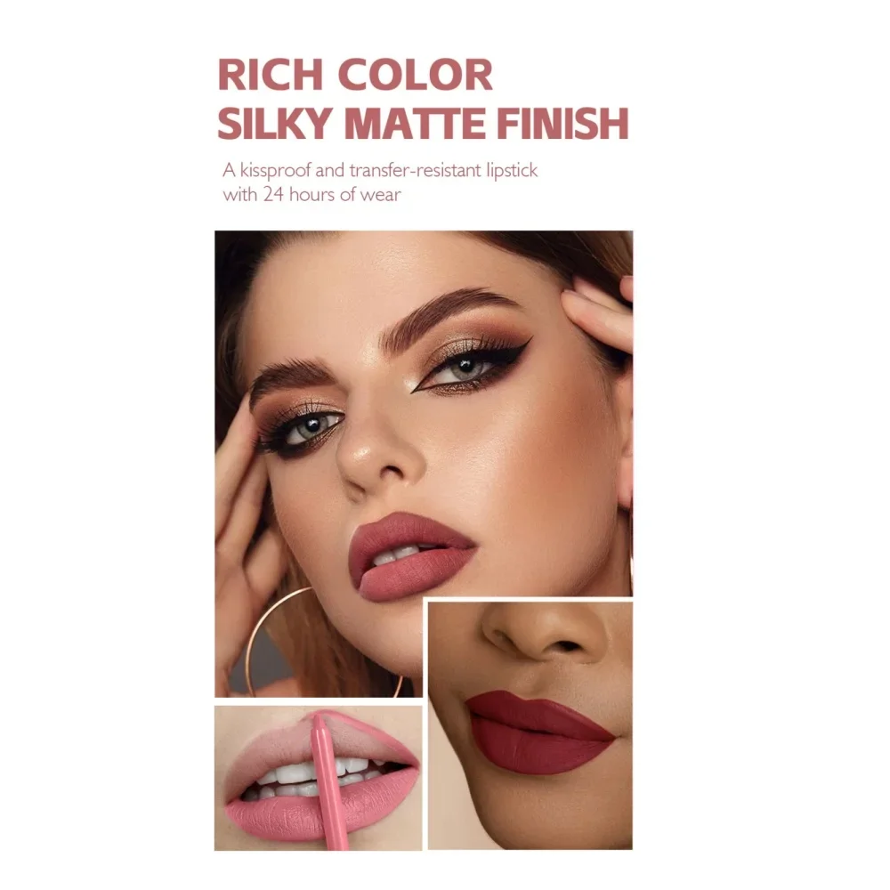 

SAM SUGAR Long Lasting Matte Lipstick Set Water-Proof Transfer-Proof 3-In-1 High Pigment Lip Liner Liquid Lipstick Lipgloss