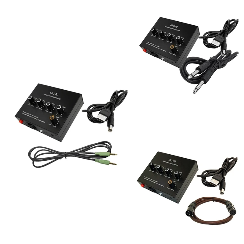 Mikrofon dinamis seimbang Amplifier musik Audio Amplifier MIC-60 dengan 48V Phantom Power-ABDQ