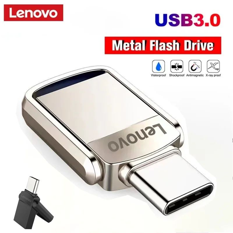 Lenovo 2T 1T U Disk Mobile Phone Pendrive 128GB High Speed Usb3.0 Flash Drive Type-C Computer Dual Interface Metal Flash Memory