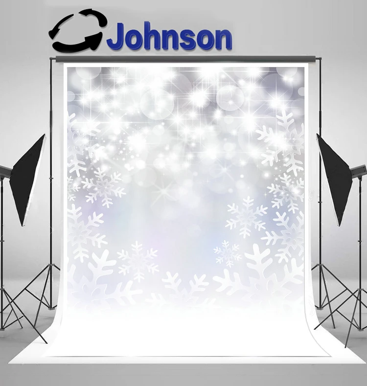 JOHNSON Snowflake Sequin Bokeh Winter Snow Sparkly background High quality Computer print christmas backdrop