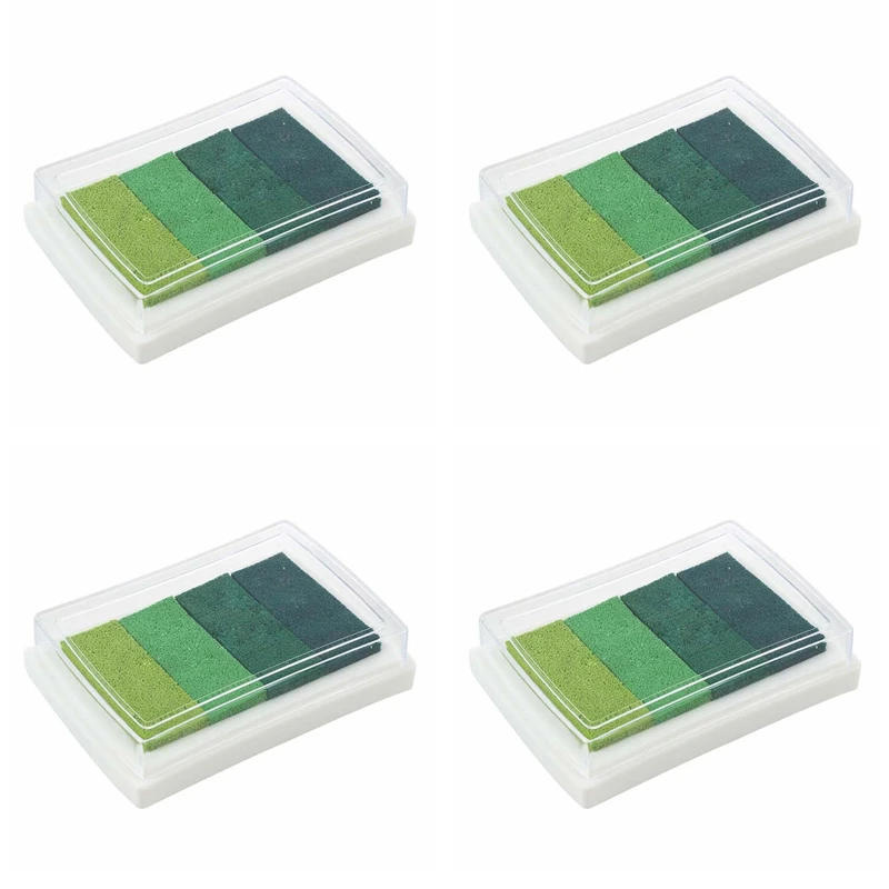 4X Inkpad Craft Multi Gradient Green 4 X Colors Ink Stamp Pad Oil Based