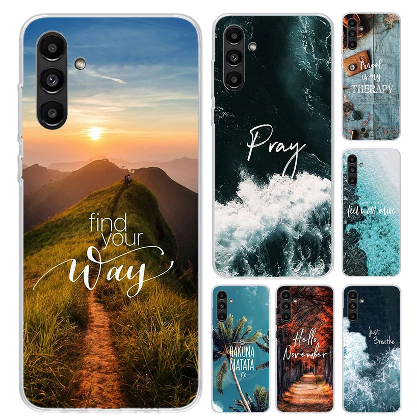 Travel Mountain Beach Proverb Phone Case for Samsung Galaxy A15 A25 A35 A55 A14 A24 A34 A13 A53 A12 A52S A23 A33 A24 A34 A03S A0