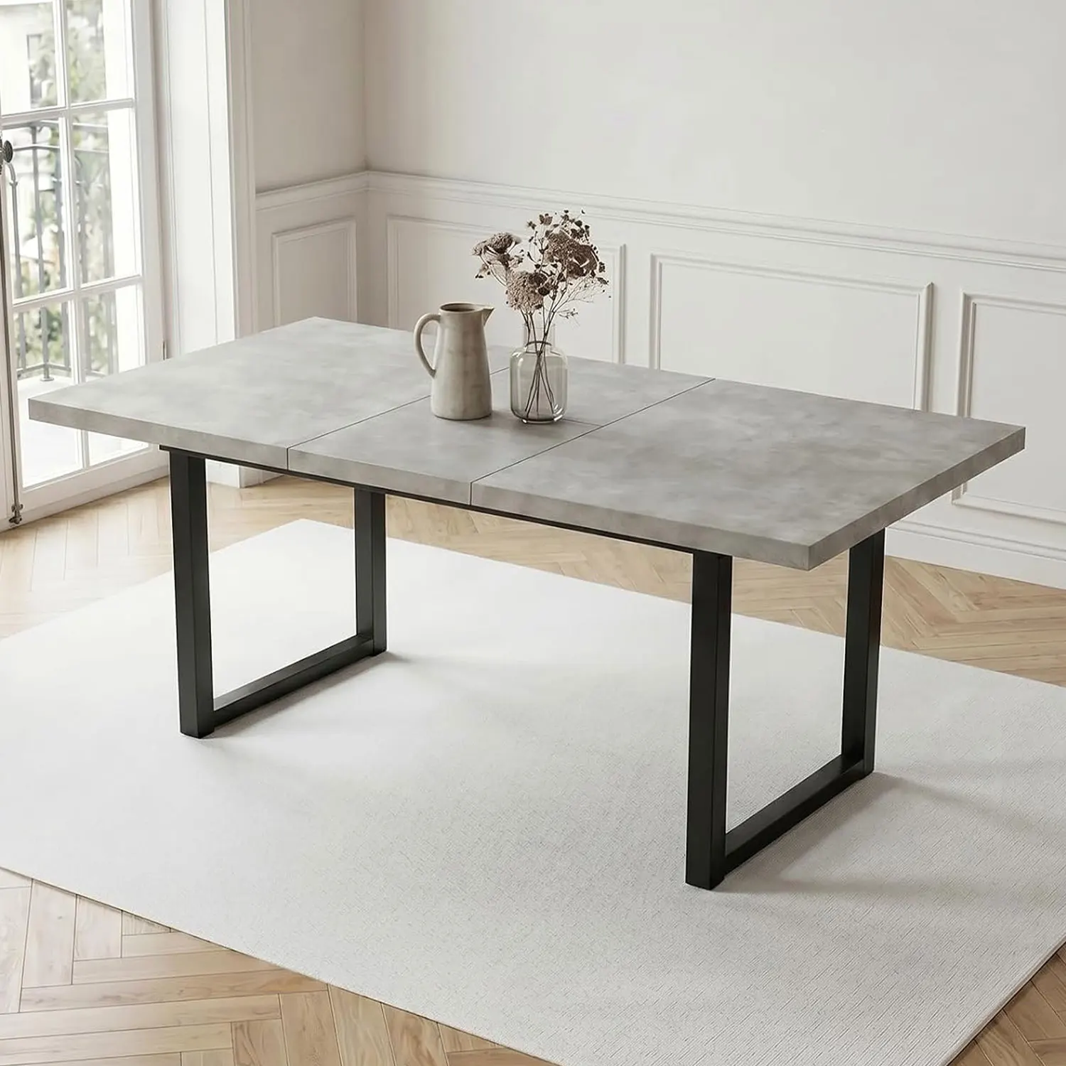 JIEXI Esstisch, Ausziehbarer Esstisch (130-170 cm), MDF-Platte, Geeignet für Esszimmer, Wohnzimmer oder Büros