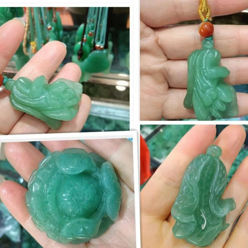 New Green Aventurine Flower Blooming Wealth Cabbage Pendant Necklace Fashion Versatile