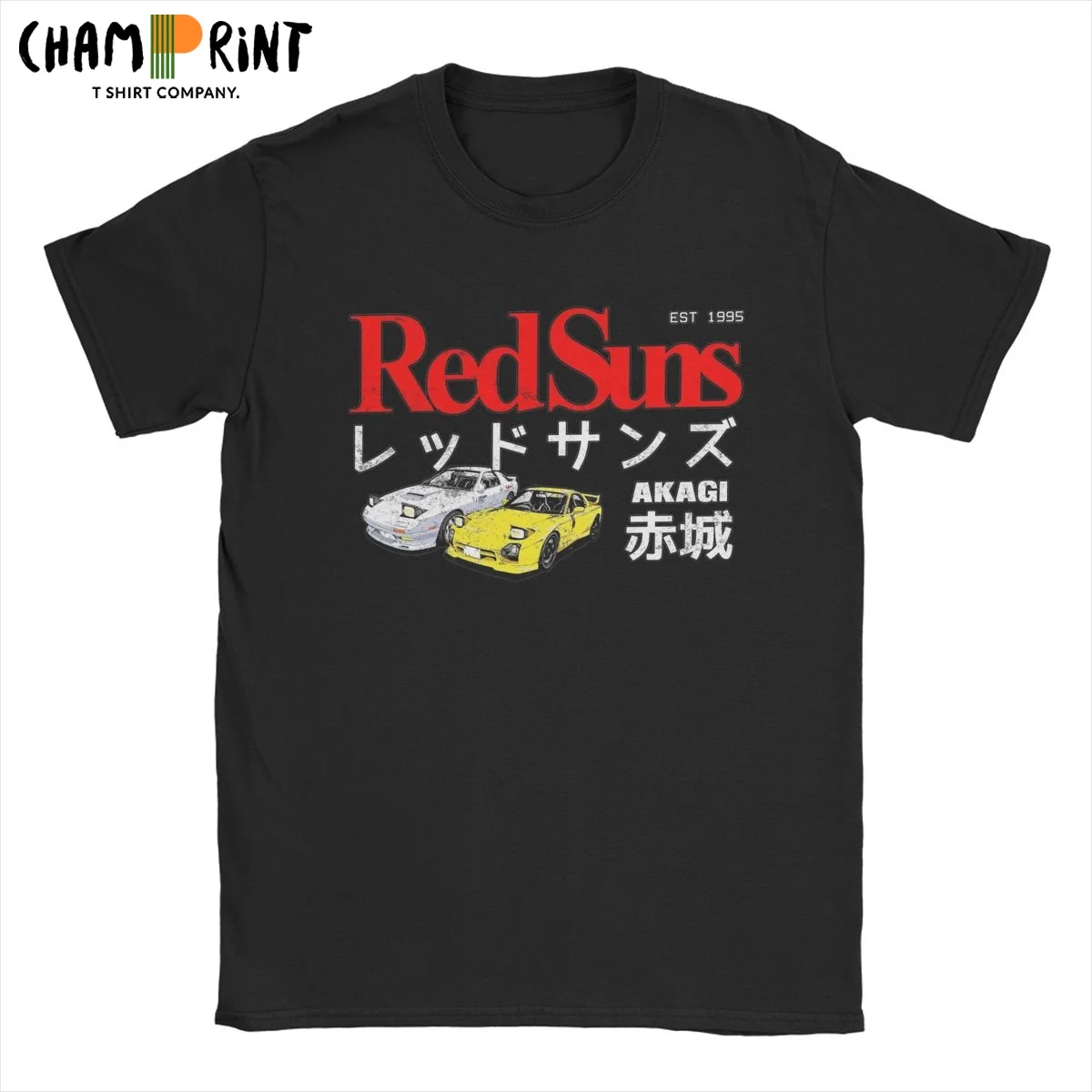 Футболка Initial D Akagi RedSuns мужская с изображением гоночного автомобиля, смешная тенниска из 100% хлопка с круглым вырезом, майка с короткими рукавами