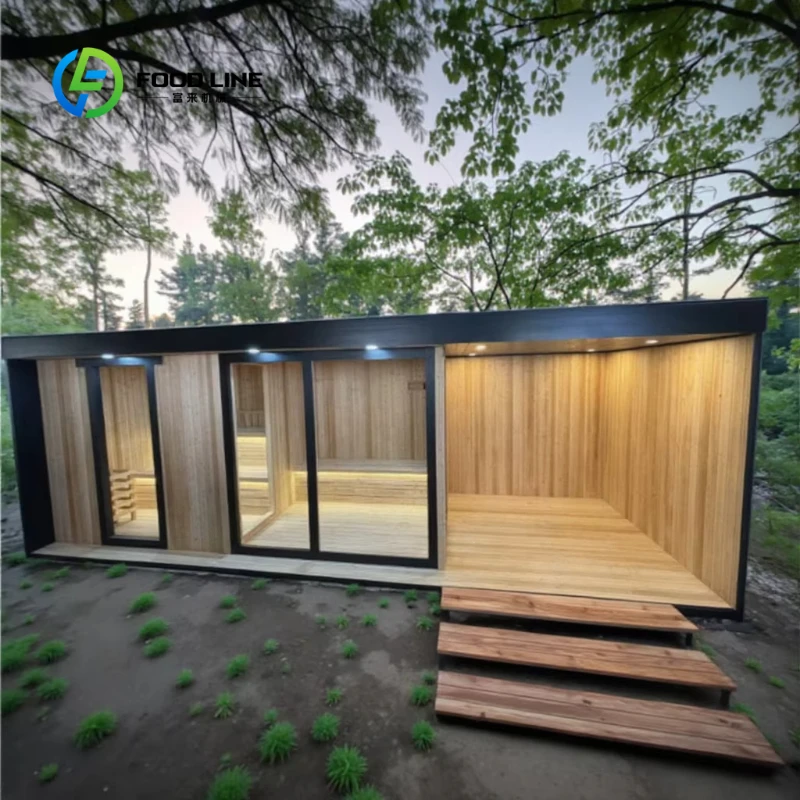Customized Modern 3 in 1 Electric Solid Wood Sauna Cabin Dry Steam Infrared Salt Therapy Functions 4 Person Steam Sauna Room
