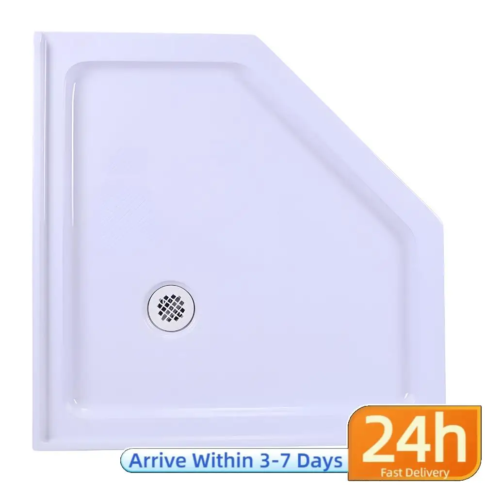 

Neo-Angle Shower Base with Corner Drain Shower Base Pan Non-Slip Textured Surface 37 In. L X 37 In. W for Toilet Bathroom