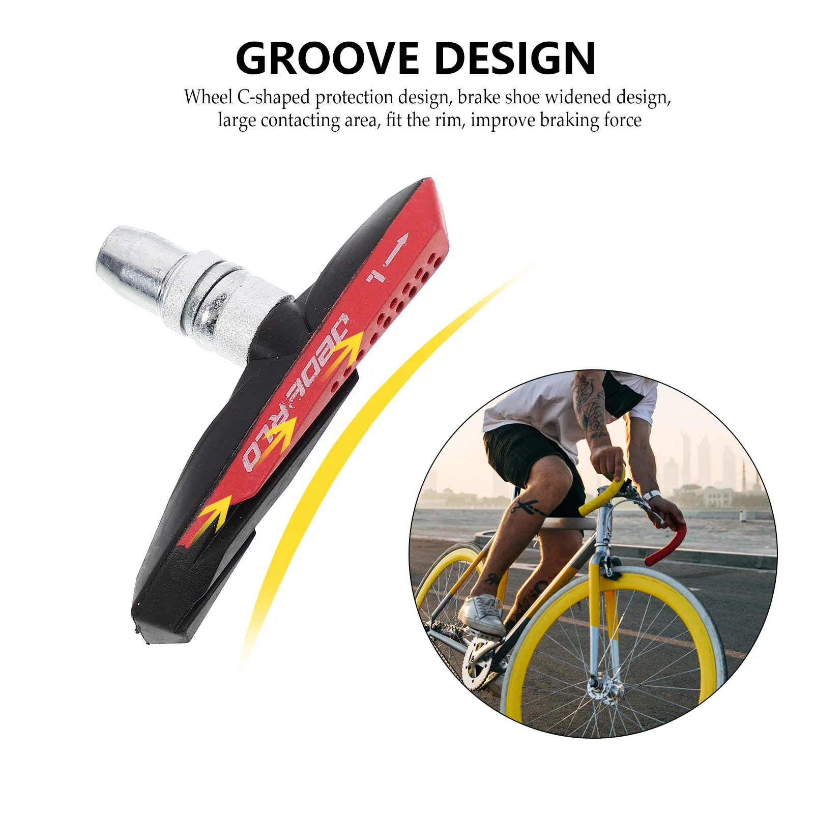 

1Pair Bike Brake Pads Rubber Wide Contact Durable Braking Practical Accessories Low Noise Cycling Brake Blocks