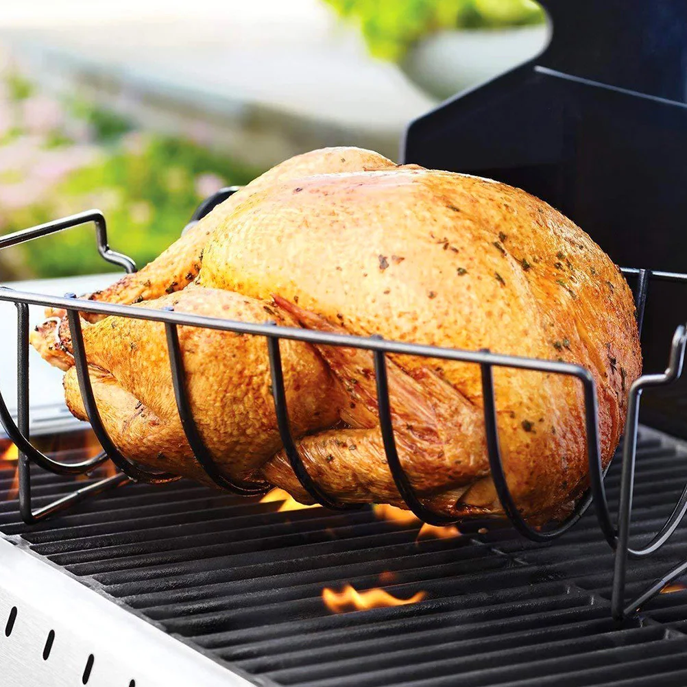 

2Pcs Iron Bbq Rack Sturdy Outdoor Grill Portable Barbecue Accessories Multifunctional Bbq Rack for Camping Park