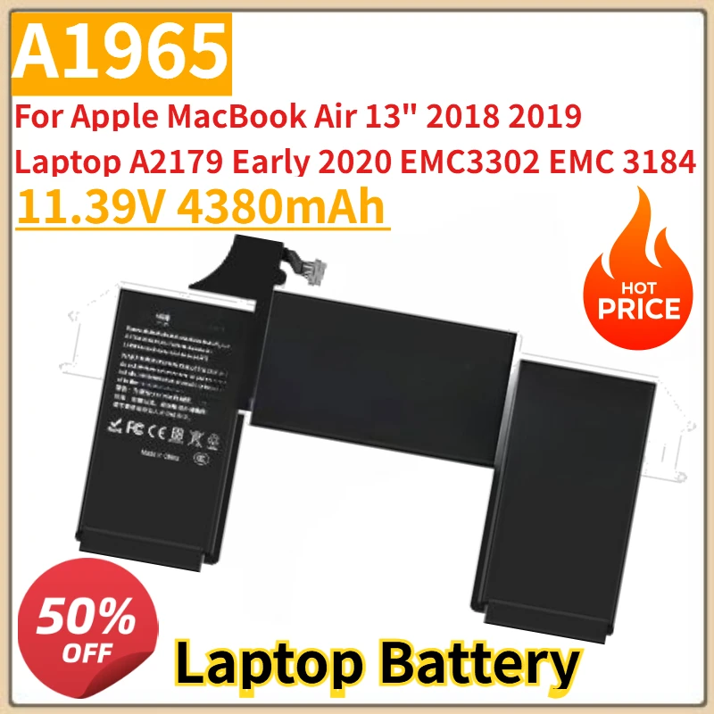 

High Quality A1965 Laptop Battery 11.39V 4380mAh For Apple MacBook Air 13" 2018 2019 Laptop A2179 Early 2020 EMC3302 EMC 3184