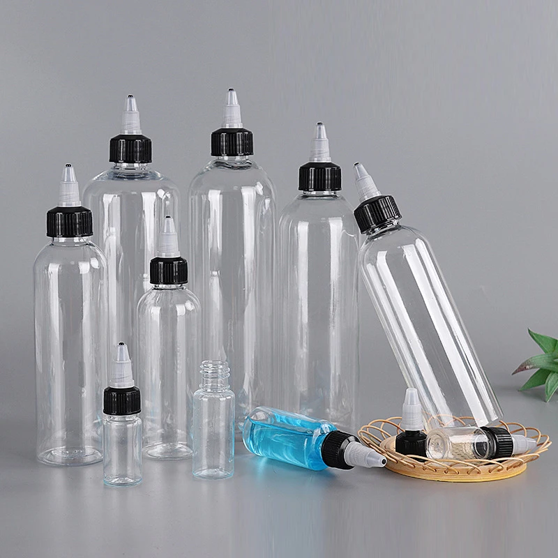 20/50/100pcs 3-500ml Clear Pet Bottle Twist Gel Lid 120ml Pigment Oil Refill Bottle 10ml Dropper Plastic Bottles Makeup HS72601