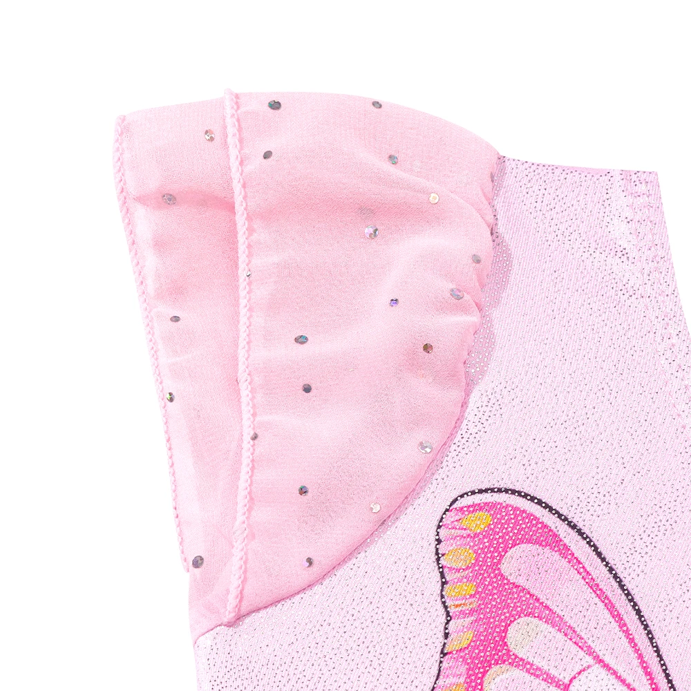 Leotardo de Ballet para niñas, baile, gimnasia, vestidos de baile brillantes para niños, trajes, leotardo con falda tutú, mono de entrenamiento de mariposa