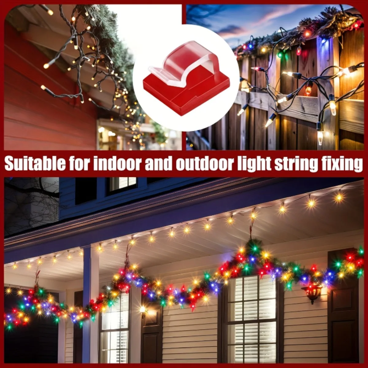 40-50pcs Clear Adhesive Hook for Home Office Party Decorations Strong Fixing No-Drill Christmas Lights Outdoor Light Bracket