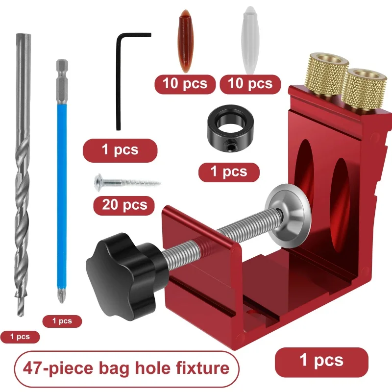 47PCS Tasche Loch Locator Holzbearbeitung Stellungs Bohrer Bits Schräge Loch Jig Kit 15 Grad Winkel Bohrer Guide Set Zimmerei werkzeug – Detail 7
