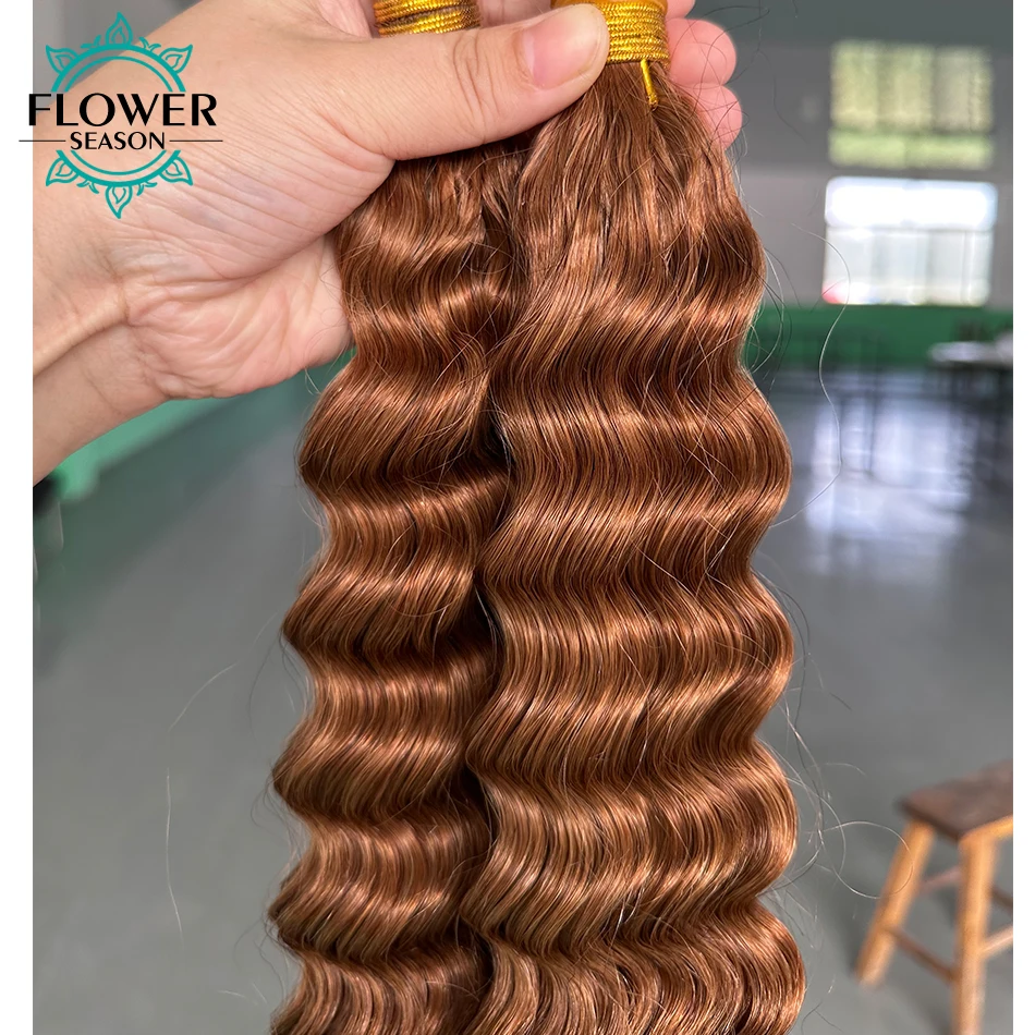 Bulk Human Hair for Braiding #4 #30 Color Blonde Human Hair Bulk No Weft Braids Hair Extensions for Women 1/3/4pcs /lot