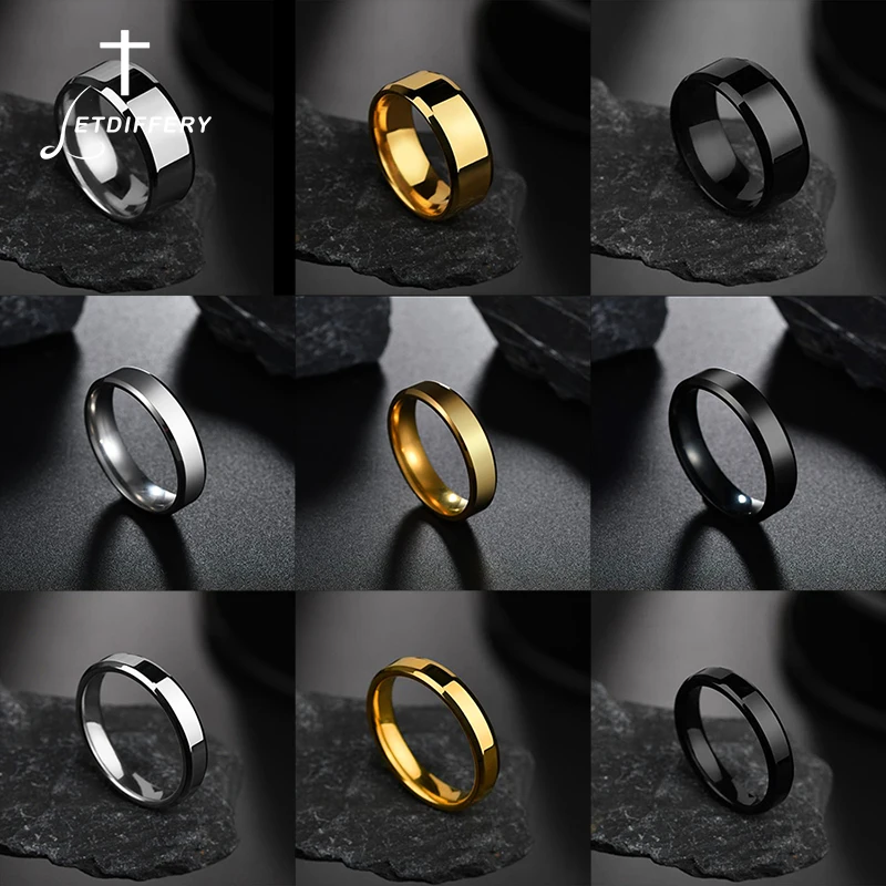 Letdiffery Simple Smooth 4/6/8mm Couple Rings Stainless Steel for Women Men Lovers Rings Jewelry Gifts Dropshipping