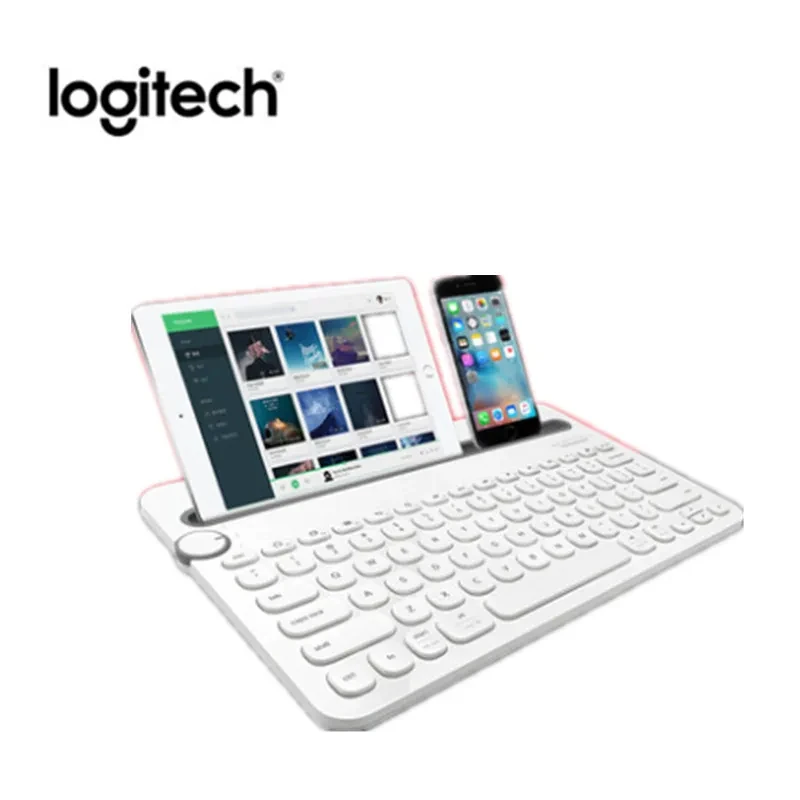 Logitech K480 Bluetooth Wireless Keyboard Multi-Device Keyboard with Phone Holder Slot for Windows Mac OS iOS Android