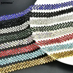 1 Yard/Lot 5 Row Rhinestone Trim AB Color Stone Crystal Banding Wedding Decoration Cup Chain DIY Bags Clothing Accessories