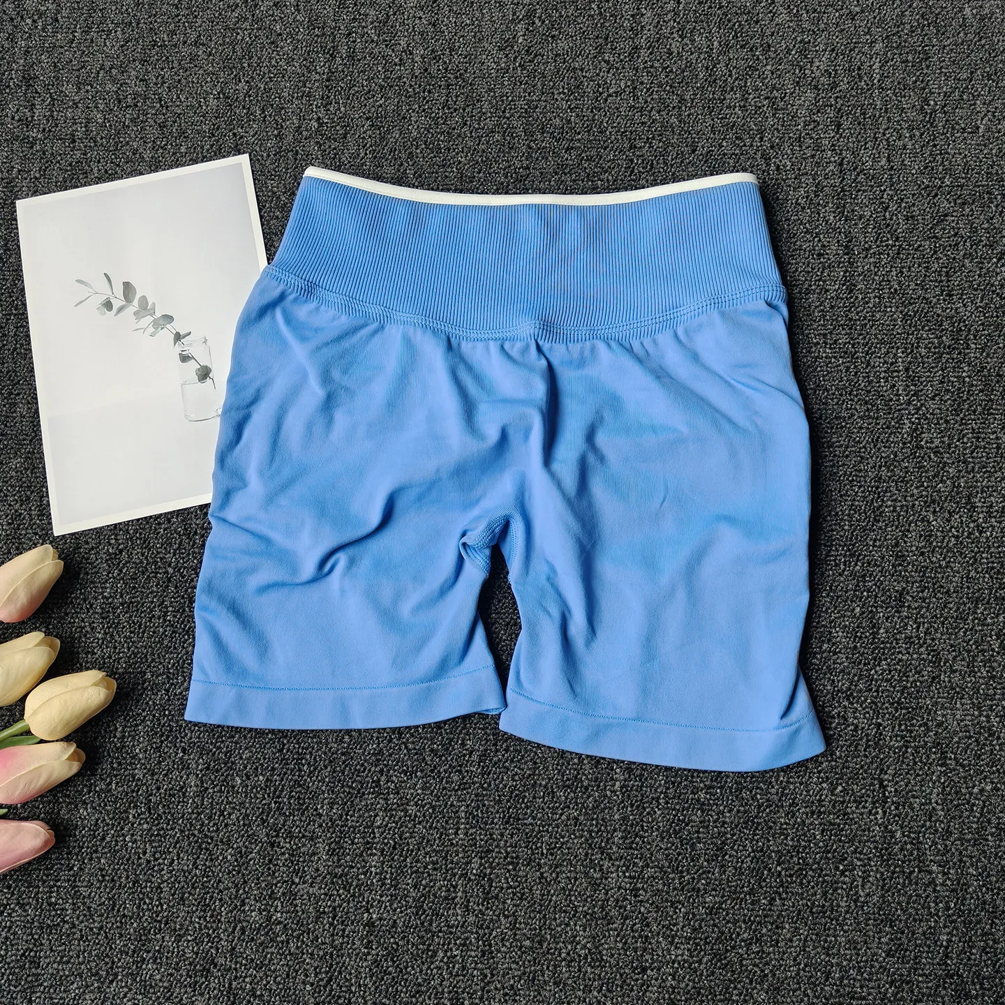 Seamless Yoga Shorts for Women, High Waist Color Block Design, Butt Licking Quick Dry Training Shorts image 2