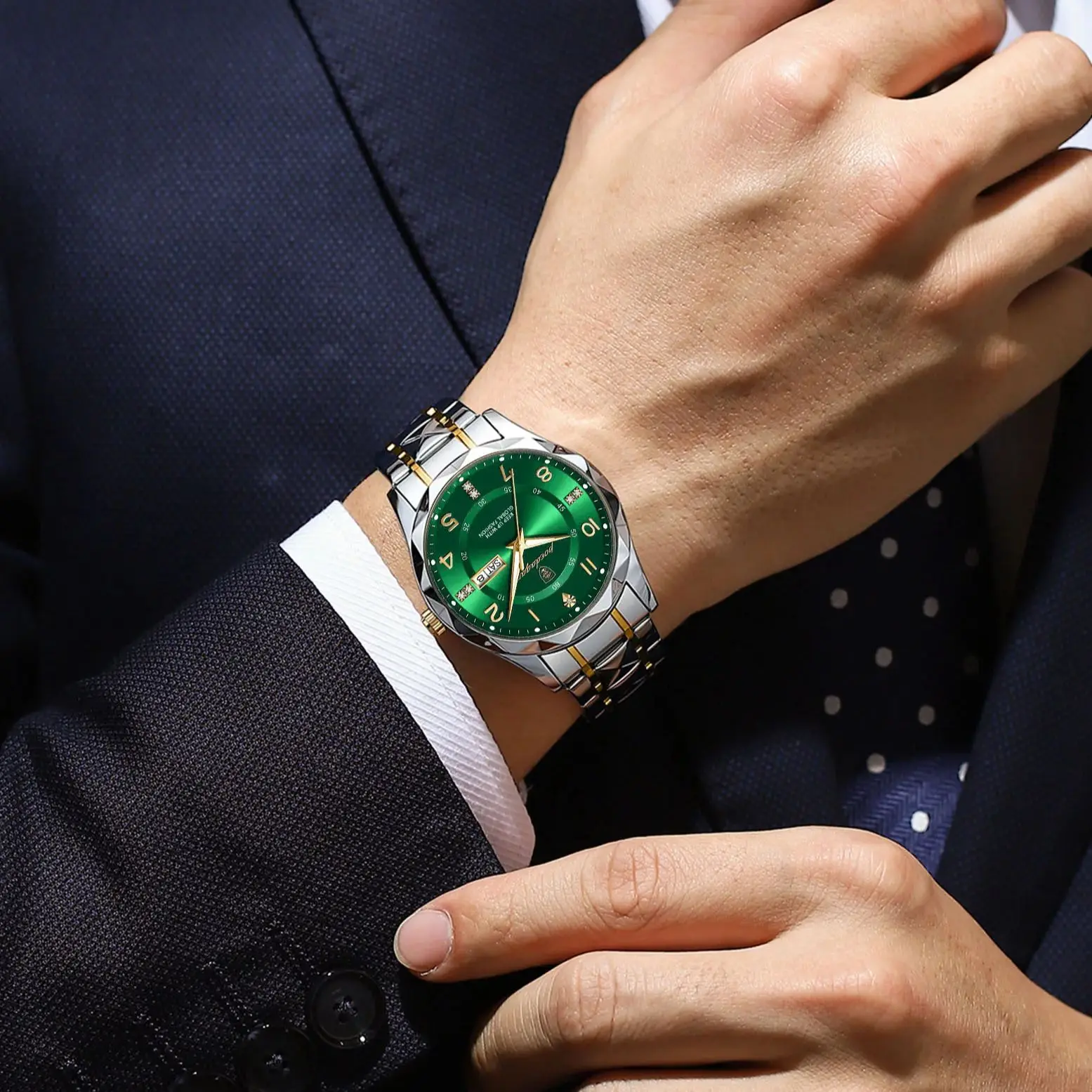 Reloj de pulsera POEDAGAR Original para hombre de negocios, resistente al agua, luminoso, con fecha, semana, reloj de cuarzo para hombre, relojes de moda de acero inoxidable para hombre