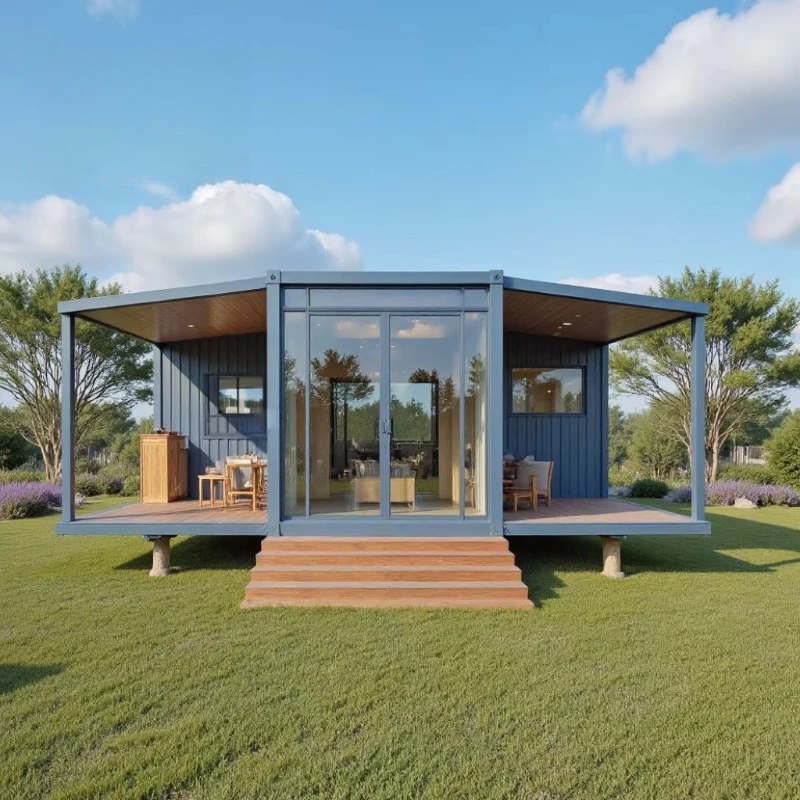Innovative Movable Customizable Steel-framed Extended Container Foldable Houses for Hotels and Offices