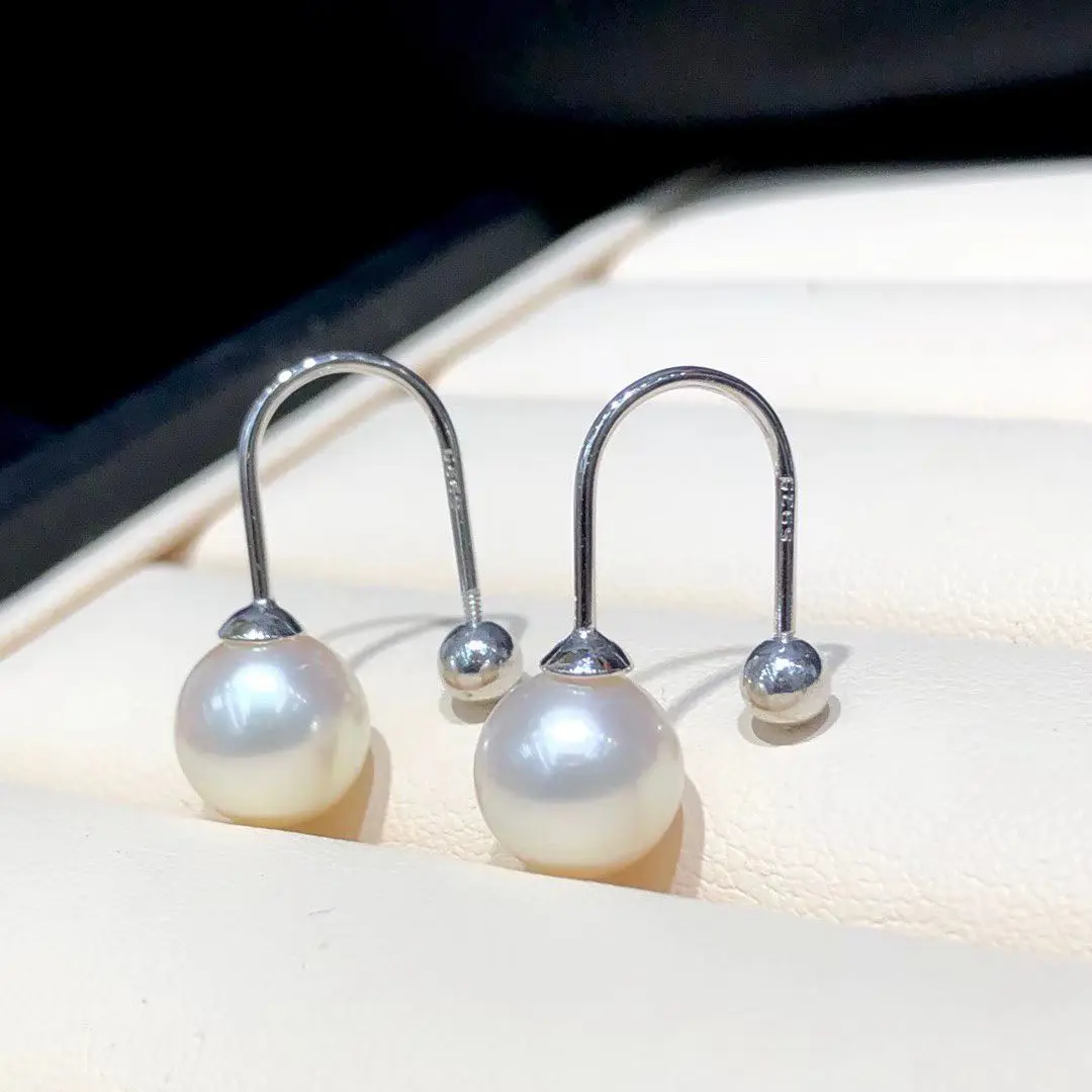 

Оптовая продажа, серьги из стерлингового серебра S925, фурнитура для крепления, базовые монтажные детали, аксессуар для жемчуга 8-9 мм, 5 пар/лот