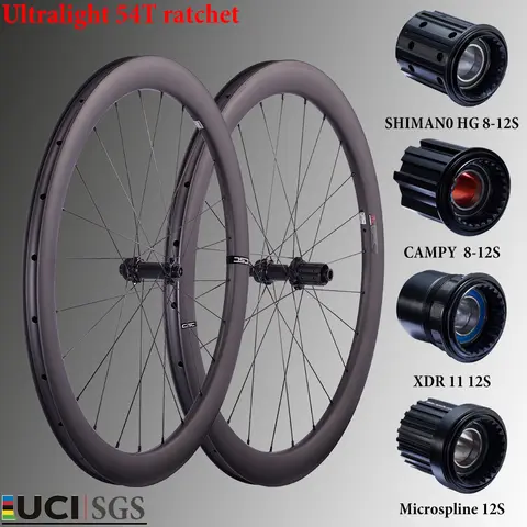 CSC UCI 1280g 700C Road Bike Carbon Wheelset 54T Center Lock Ratchet Tubless Clincher Carbon Wheels Cyclocross Gravel Bicycle