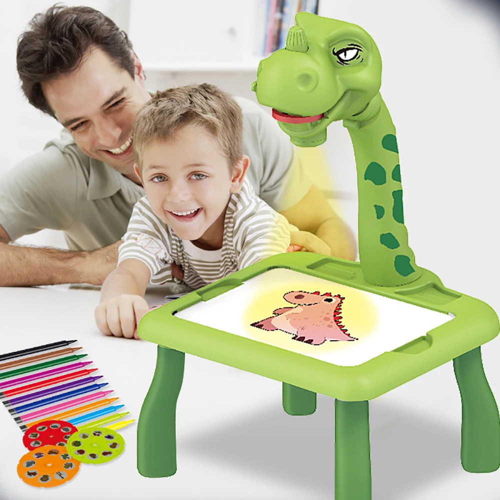 Kids Mini Led proiettore Art Drawing Table Light Toy Painting Board piccola scrivania Educational Learning Paint Tool Craft For Children