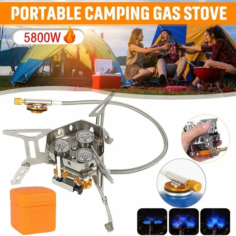 Mini Camping wind dichter Herd 5800w tragbarer Gasherd im Freien faltbarer Brenner Wander ausrüstung Picknick Grill Koch ausrüstung