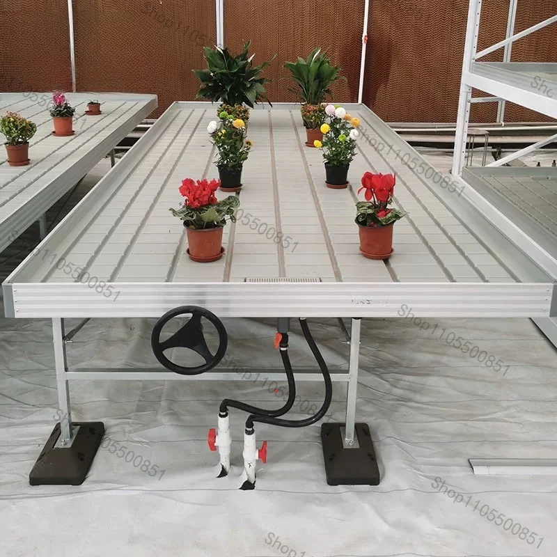 ABS Seedbed Tray Aluminum Frame Galvanized Leg Rolling Table For Hydroponic Growth