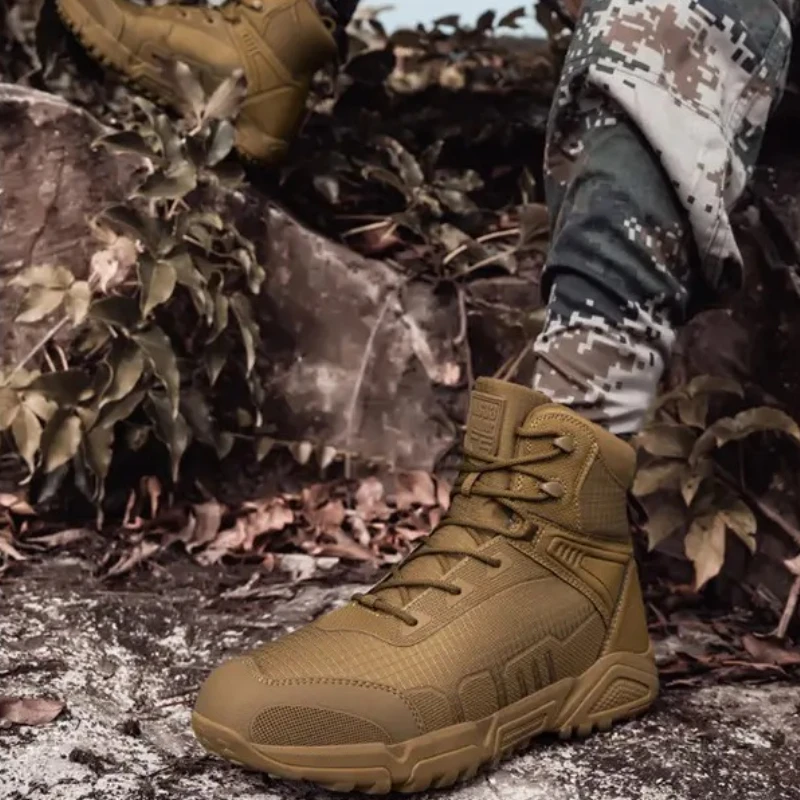 

High-Top Impact-Resistant Wear-Resistant Slip-Resistant Combat Hiking Boots Large Sizes for Men Outdoor Use Sizes 39-47Model:801